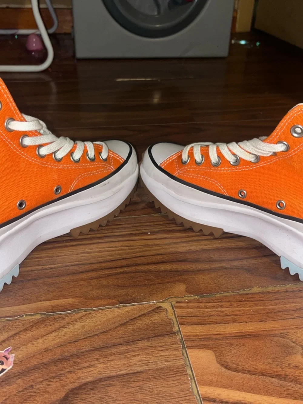Converse Run Star Hike Orange and White High-Top Sneakers - Picture 3 of 6